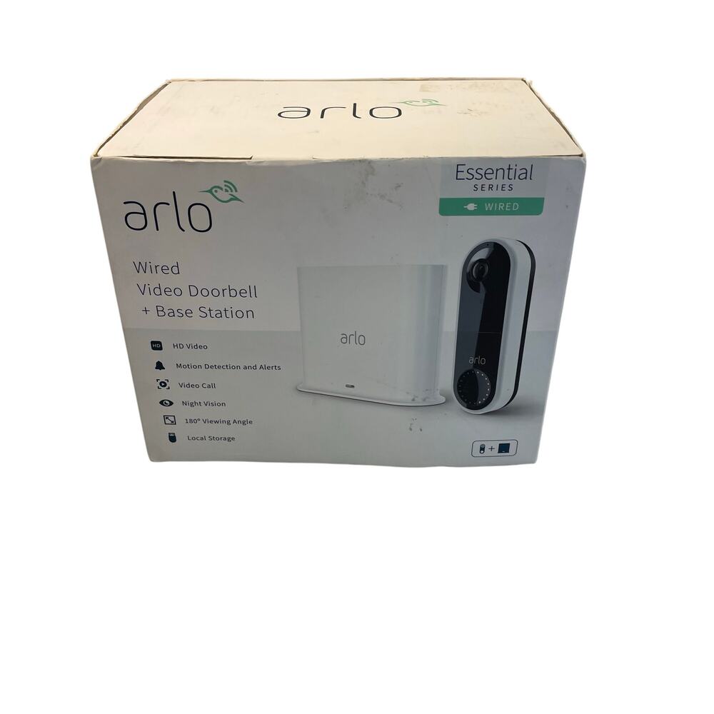 Arlo Essential Wired Video Doorbell Base Station AVD1001 HD Night Vision NIB